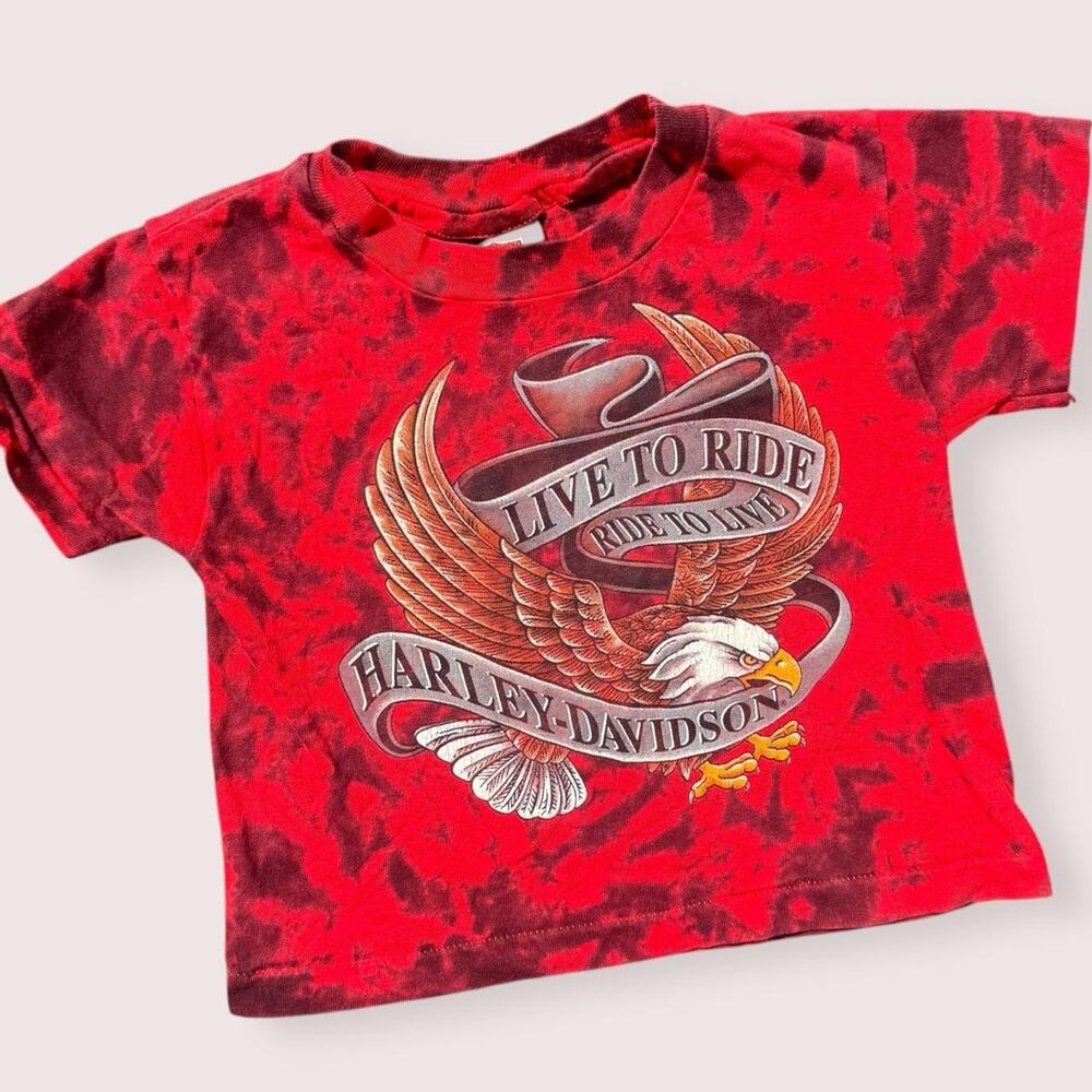 Kids Vintage Harley Davidson Arkansas Graphic Tee Single Stitch Cotton Tie Dye